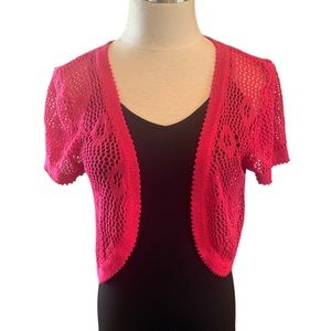 Pink Crochet Shrug Cardigan